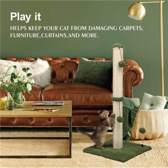 34“ Tall Cat Scratching Post Basics Kitten Scratcher Sisal Scratch Posts Trees - Picture 3 of 8